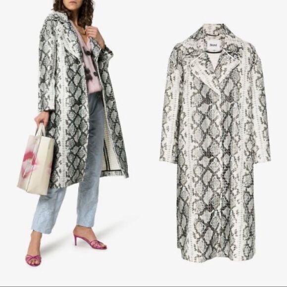 STAND STUDIO Tasia Faux fur Python Print Coat FR36 - Picture 3 of 13